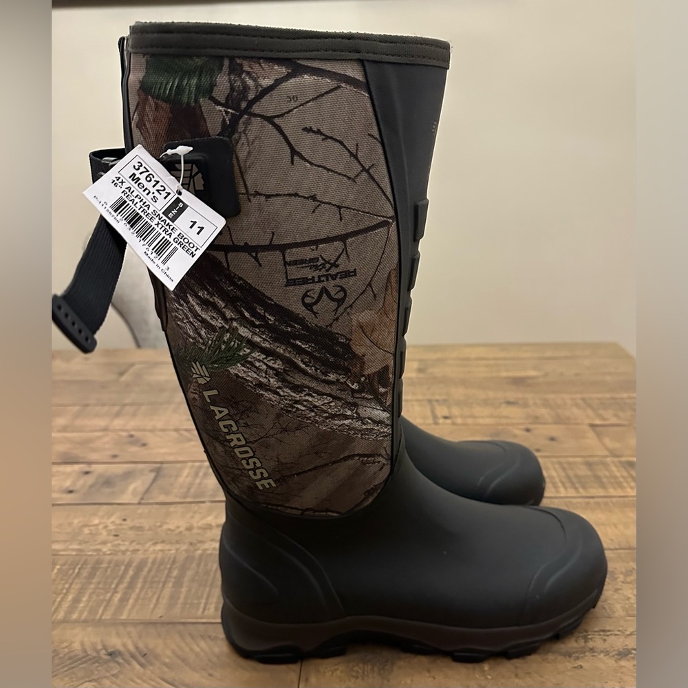 NWT Lacrosse 4X Alpha Camo Waterproof Snake Boot 16" Realtree Xtra Green - SZ 11